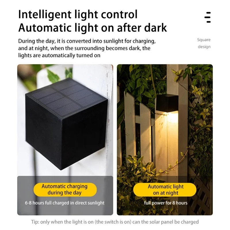 Outdoor Yard Lighting Fixtures - LED Solar Wall Lamp Outdoor Square