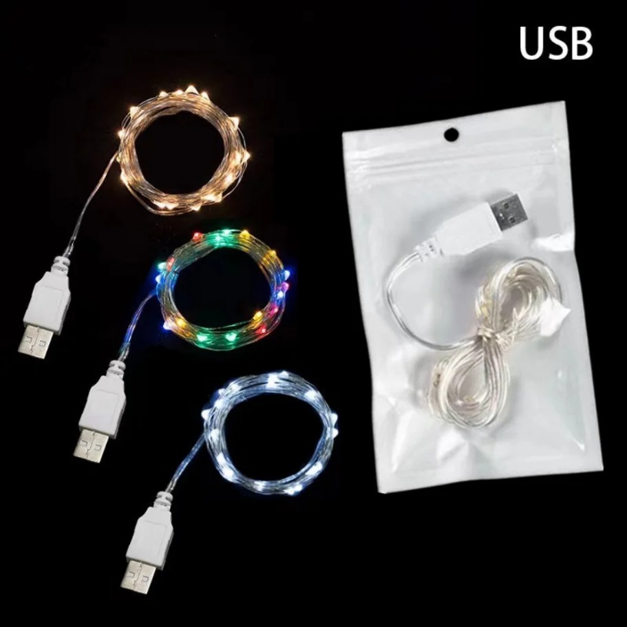 Outdoor Lighting No Wiring - LED String Lights USB Copper Wire