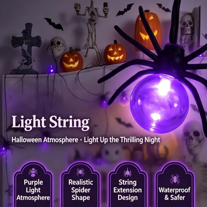 Battery Powered Spider LED Str - Outdoor Lighting Halloween review and price
