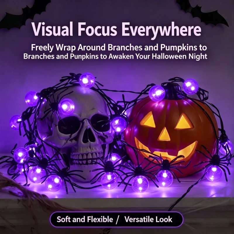 Battery Powered Spider LED Str - Outdoor Lighting Halloween review and price