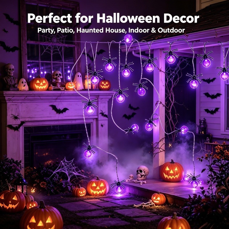 Battery Powered Spider LED Str - Outdoor Lighting Halloween review and price