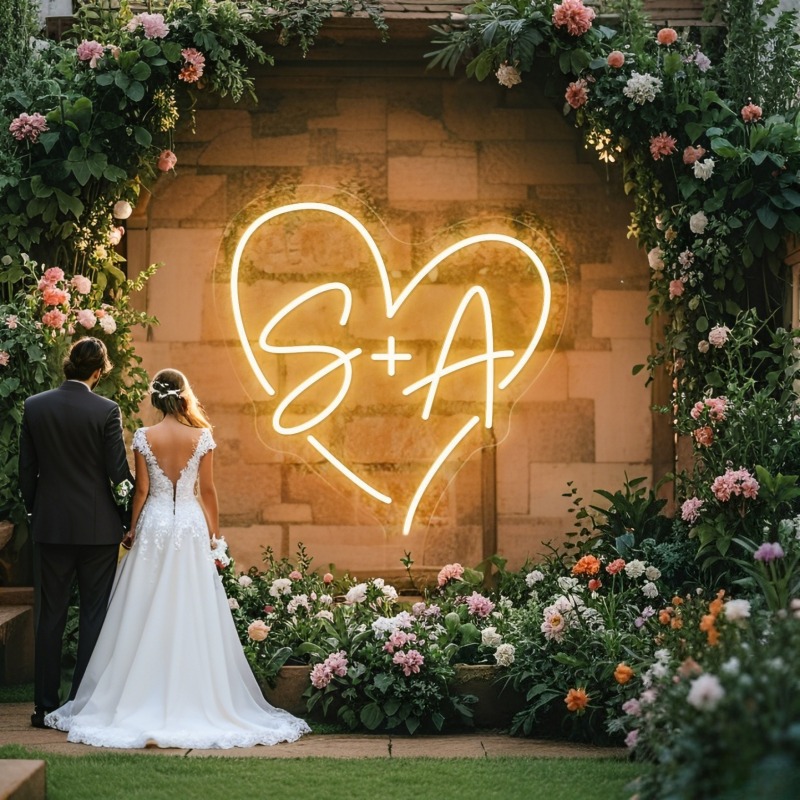 Custom Initials Heart LED Neon - Outdoor Lighting Halloween review and price