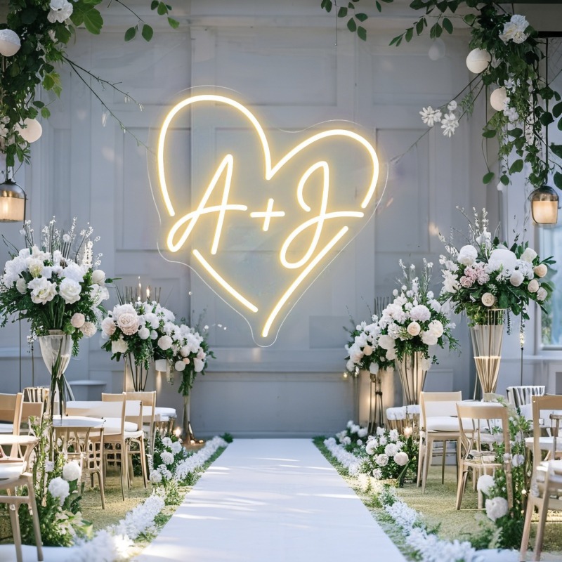 Custom Initials Heart LED Neon - Outdoor Lighting Halloween review and price
