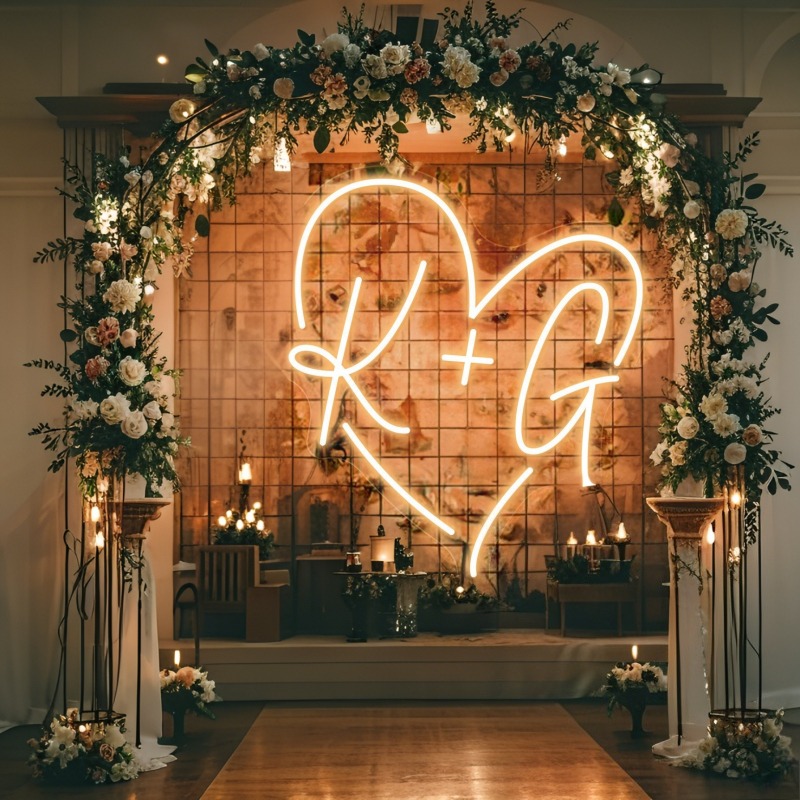 Custom Initials Heart LED Neon - Outdoor Lighting Halloween review and price
