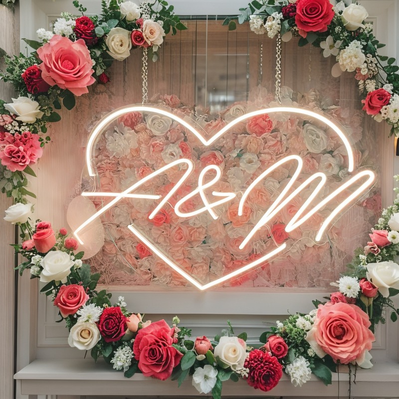 Custom Initials Heart LED Neon - Outdoor Lighting Halloween review and price