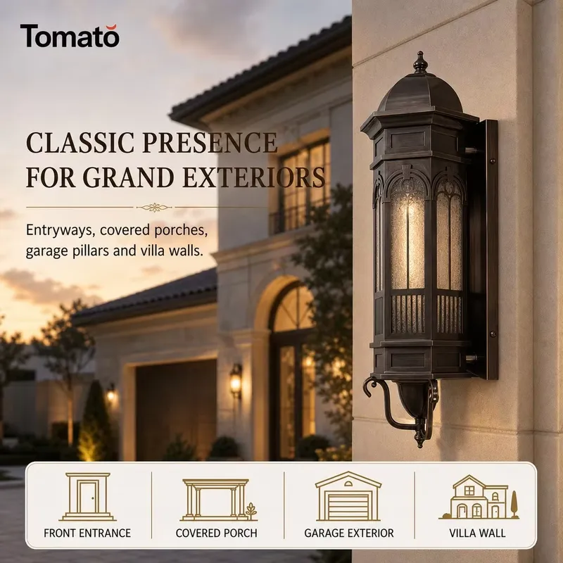 Gothic Ice Glass Wall Lamp E27 - Outdoor Lighting Bronze review and price