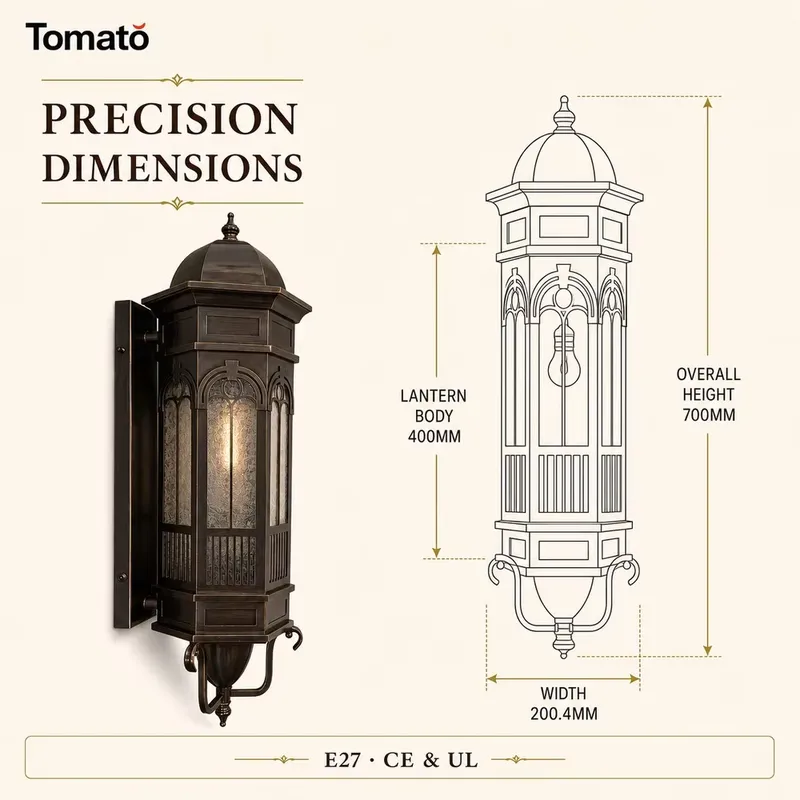 Gothic Ice Glass Wall Lamp E27 - Outdoor Lighting Bronze review and price