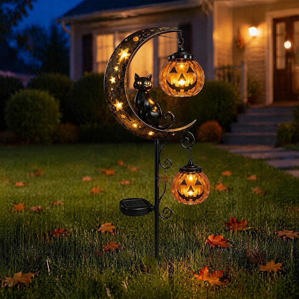 Solar Halloween Black Cat & Pu - Outdoor Lighting Halloween review and price
