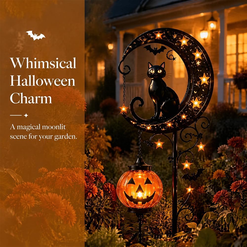 Solar Halloween Black Cat & Pu - Outdoor Lighting Halloween review and price