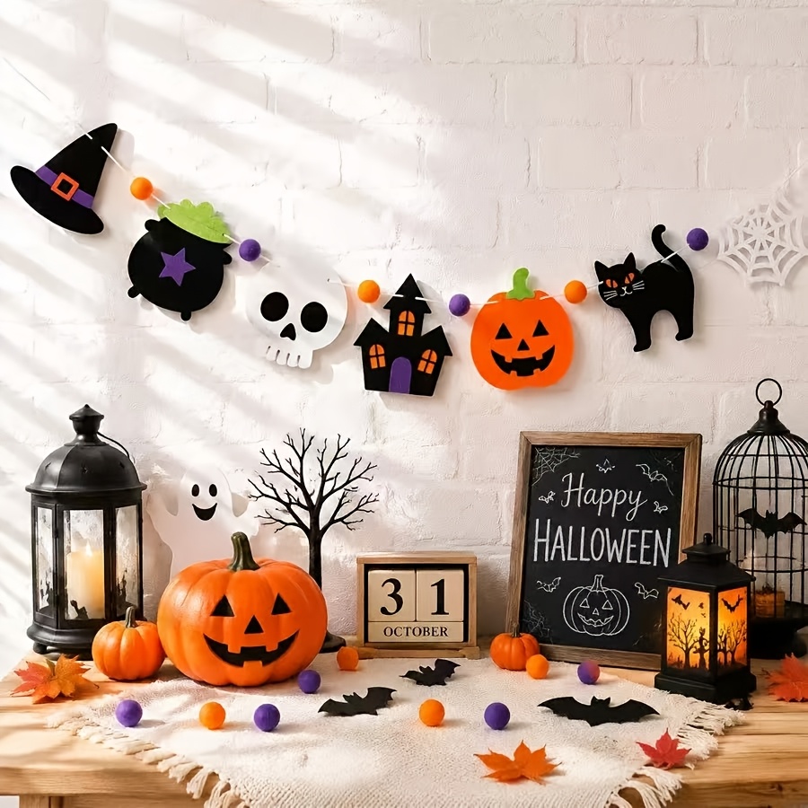 Halloween Felt Garland Skull B - Outdoor Lighting Halloween review and price